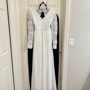Awaken My Love White Long Sleeve Lace Maxi Dress (Lulus)
